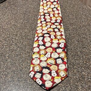 Peanuts Red and Yellow Cartoon Character Tie